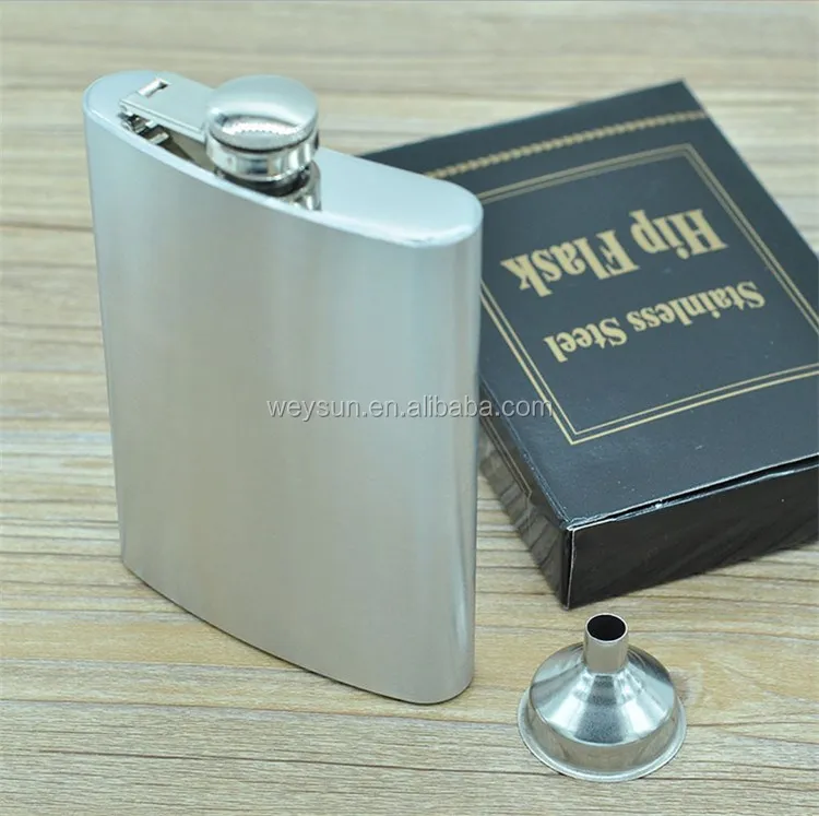 8oz stainless steel liquor flask with hinged screw-on cap