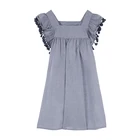 Customized 100 cotton loose style macrame sleeves girl dress