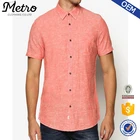 Coral Linen Textured Men's Shirts Summer Cool Button Up shirts