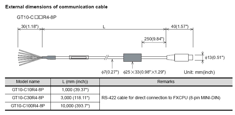 Cable de programación 1PC para reemplazo GT10-C30R4-8P 