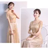HQ161 Luxury Shinny Sequins Women Night Party Wear Gown O-neck Short Sleeves Beaded Long Lady Evening Dress