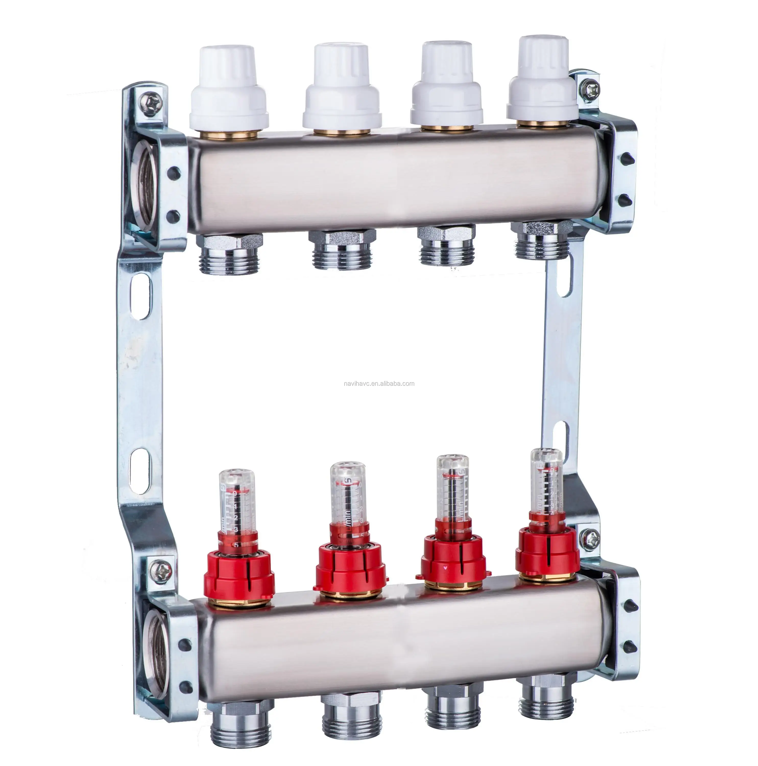 5 Branch Stainless Steel Water Manifold With Flow Meter,Heating