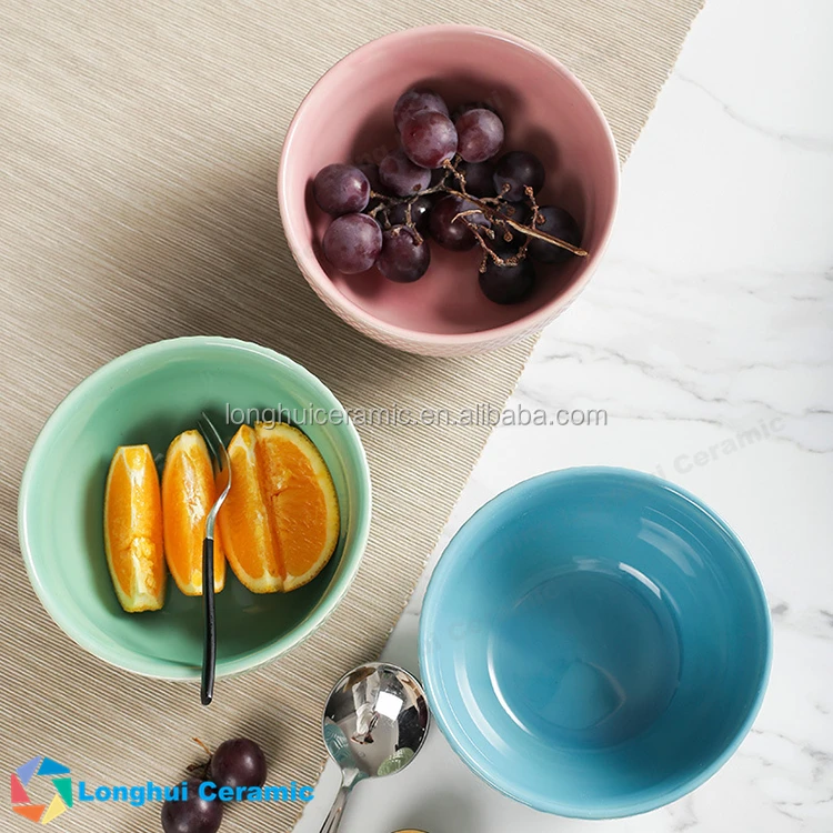 embossed ceramic serving bowl for pasta salad fruit rice welcome