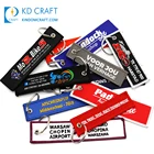 New Design fabric double sided woven company logo number letter brand pilot aviation patch custom embroidered keychain