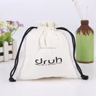 High quality custom printed recycle white small cotton canvas fabric shoe drawstring pouch shopping gift tote bag