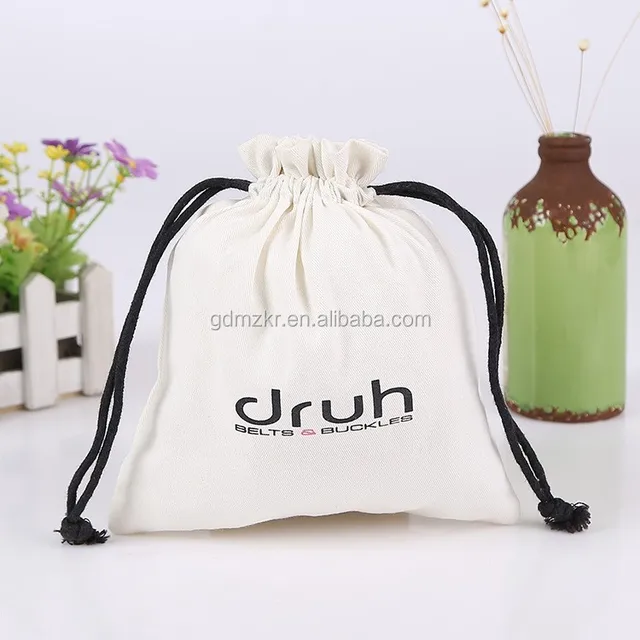 small cotton canvas fabric shoe drawstring pouch shopping gift