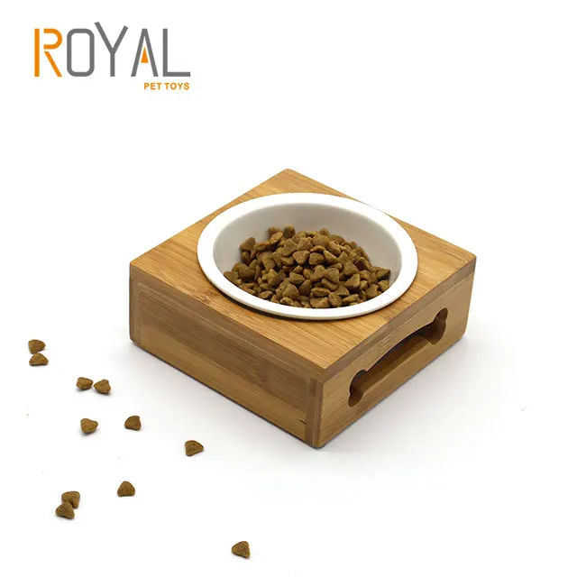 Raised Pet Bowls For Puppies Bamboo Elevated Water Stand Feeder