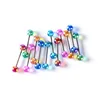 VRIUA 6pcs/bag Steel + Acrylic AB Beads Circular barbells Enticing Chest Piercings Ear Bone Nail Lip Tongue Piercing Rings