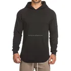 Muscle wear pullover hoodies scoop bottom side zipper wholesale 100% cotton men blank hoodies