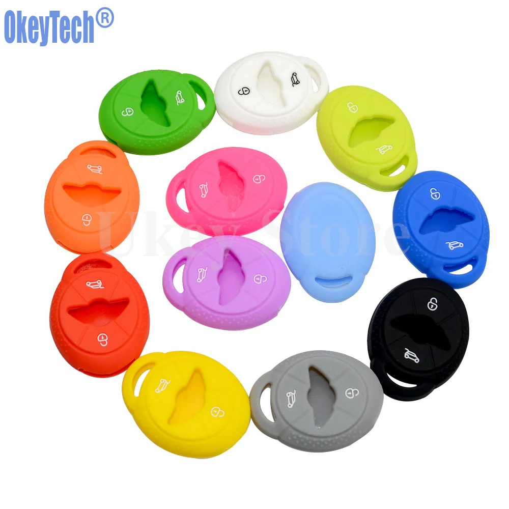 OkeyTech Silicone Key Skin Case Shell Fob Cover Set for BMW Mini Cooper S R50 R53 Two 2 Button Remote Repair Protect Car Styling