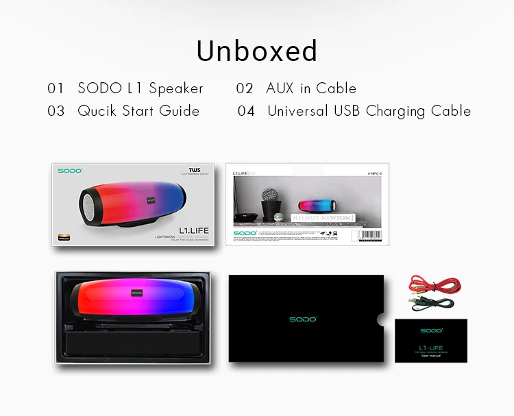 SODO Wireless Bluetooth Portable Speaker with HD Sound and Bass Bulit-in mic Handsfree Calling BT Speaker(RED) LED L1 - ANKUX.COM