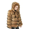 Good Quality Customized Genuine Raccoon Dog Fur Jacket Coat Wholesale Luxury Women Winter Raccoon Fur Hooded Coat