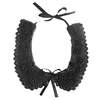 Factory direct Black Sewing Lace applique Neckline ABS Pearl decoration handmade trim embroidery fabric accessory Lace Collar