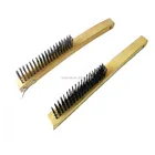 Polishing Brush Wire Wooden Handle High Carbon Steel Wire Brush with Metal Scraper