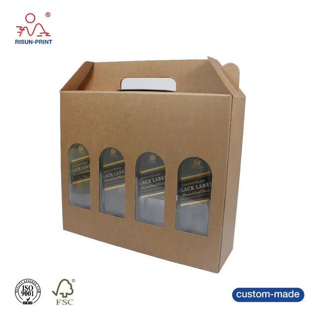 custom hard corrugated whiskey gin liquor box cardboard bottle