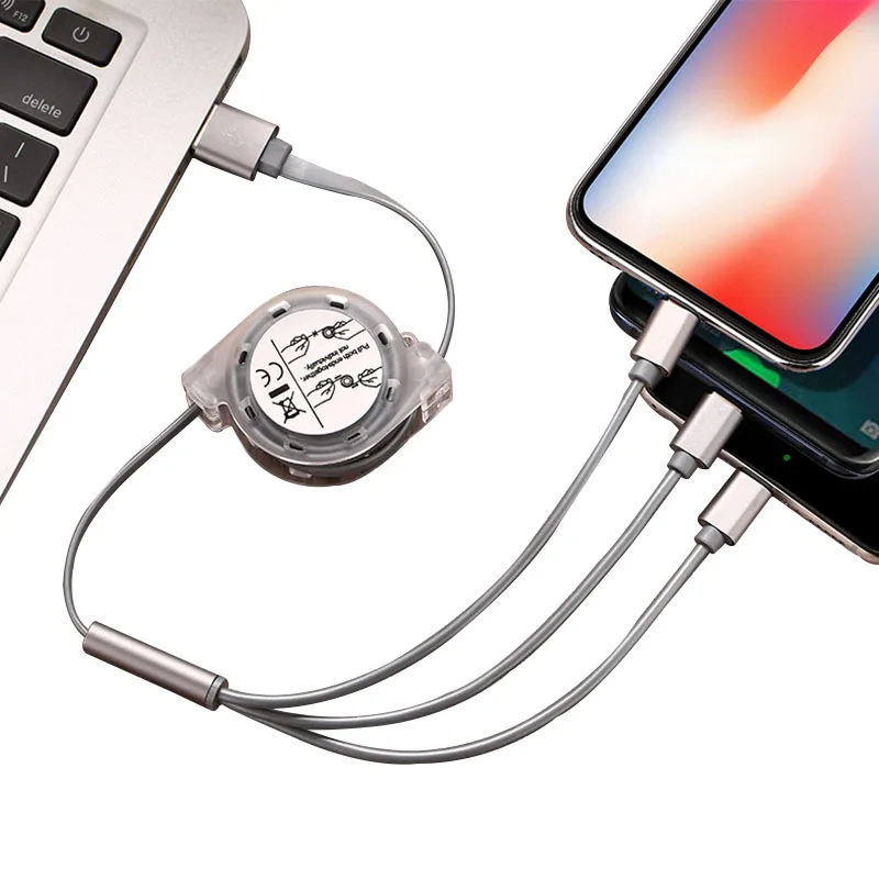 Three in one USB retractable cable , multi function data line - ANKUX.COM