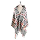 Hooded Stylish Tartan Blanket Scarf Winter Warm Fuax Pashmina Wrap Shawl for Women