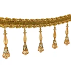 New Design Gold Glass Beaded Fringe Trimming For Curtain and Window Valance