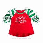 red and green monogram 100 cotton baby girl christmas ruffle shirts