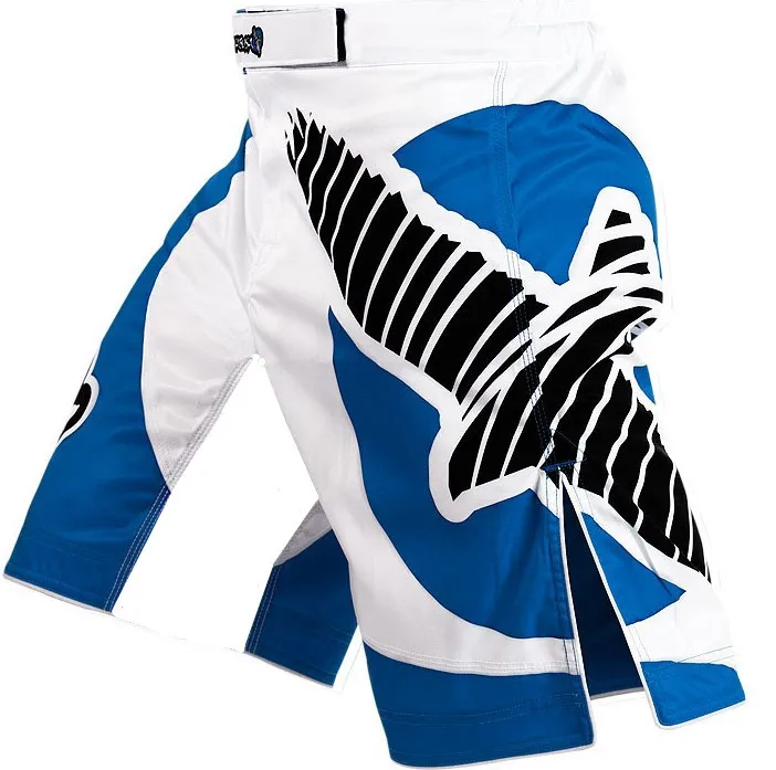 Free shipping High quality Men's MMA Blue and White professional Fight shorts - Muay Thai/Boxing/Jujitsu shorts XS-L