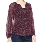 Split neck long sleeve women fashion kaftan chiffon blouse