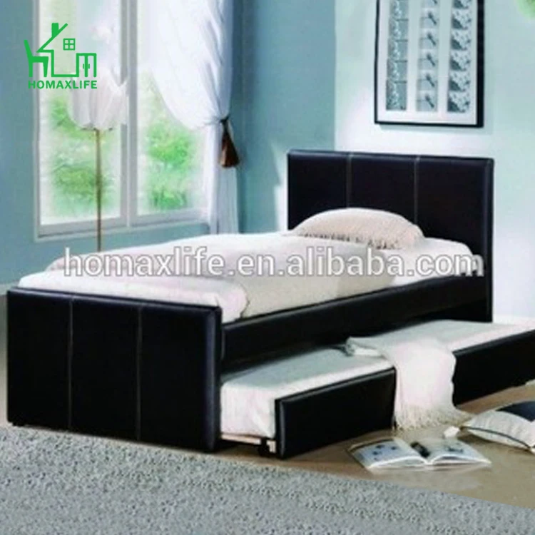 Conception de style moderne chambre meubles multi-but canapé lit gigogne noir pu en cuir lit gigogne