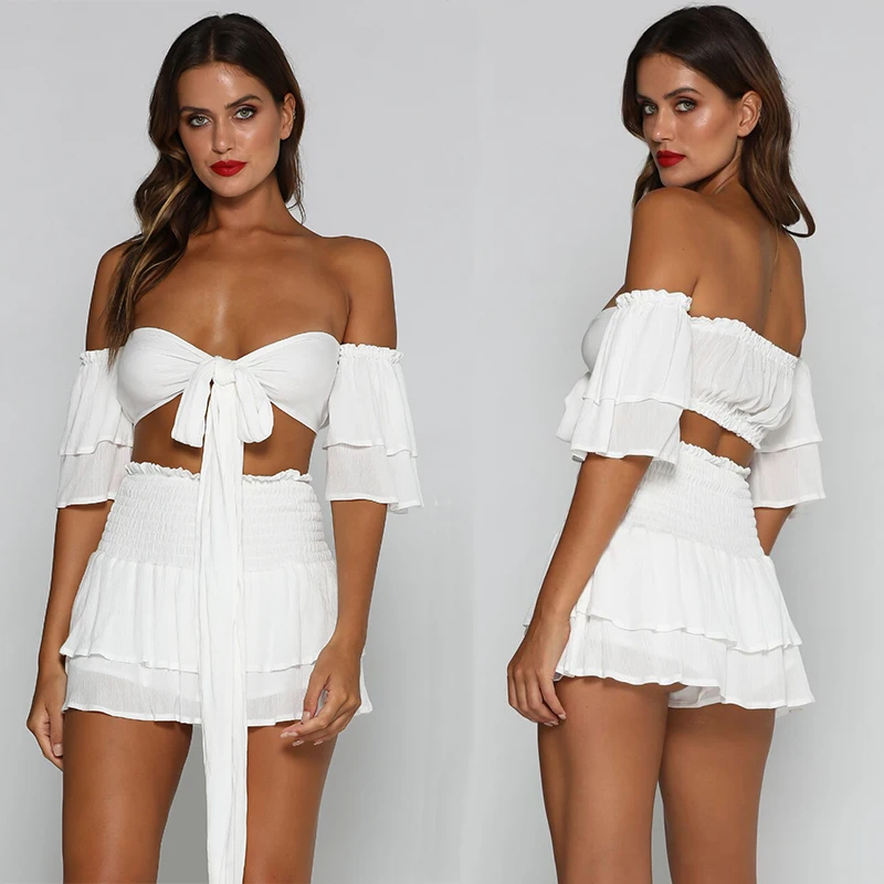 white two piece set womens