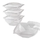 簡単グリーン 32 オンス生分解性ダイヤモンド形状堆肥 PLA 原料透明クリアプラスチックサラダボウル