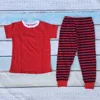 baby christmas pajamas cheap cotton girls clothes wholesale Stripe childrens Christmas pjs kids pajamas