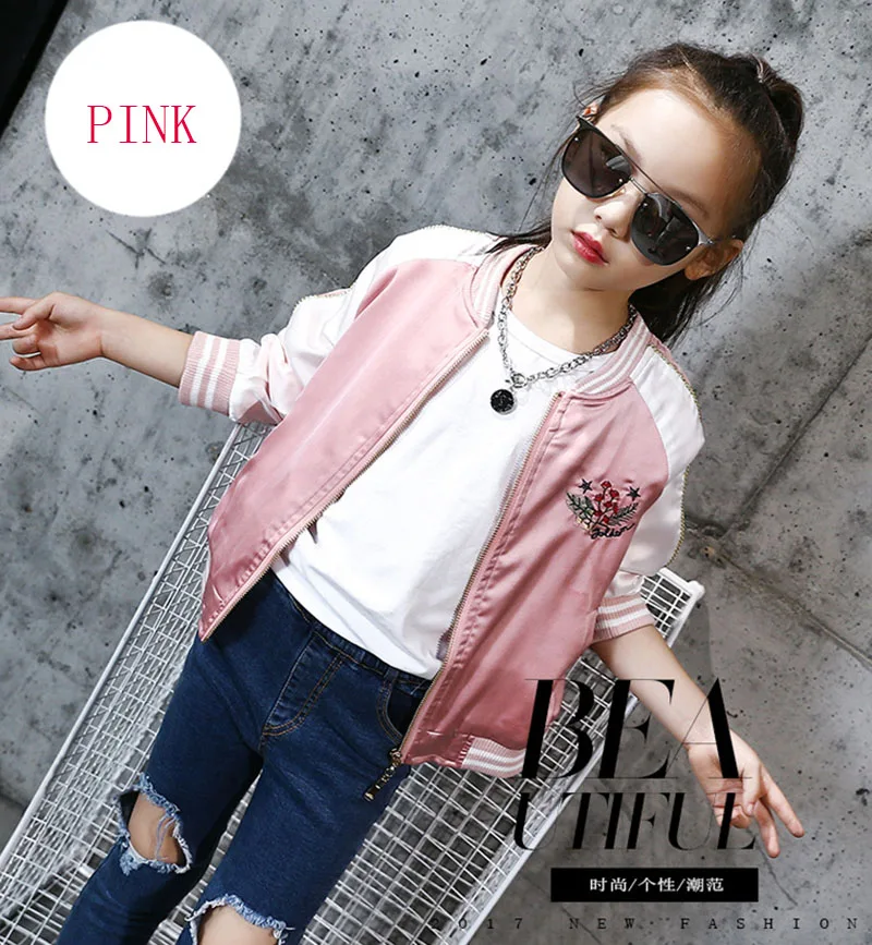 spring embroidered jacket for girls Large kids sports coat baseball clothing (11)