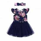 Hippo Kids girls party dresses floral children frocks designs flutter sleeve Girls tulle dress