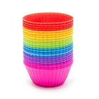 FDA and BPA free Non-stick 24pack Reusable Silicone Baking Cups Cupcake Liners Muffins Cup Molds