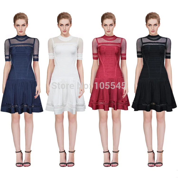 Summer dress wholesale luury 2016 new fashion black high neck sey women evening party bandage Dress Bandage Bodycon Women Wearin