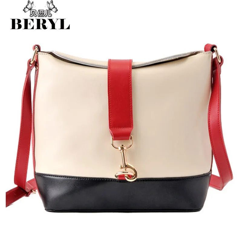 Brand Fashion Women's Shoulder Bags Vintage Panelled Women Messenger Bags PU Leather Bucket Bag Handbags Trade Bolsas Femininas