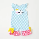 lovely dairy cattle embroidery flutter sleeve infant girl clothing baby rompers