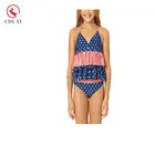 2017 Lovely oem stripe design fashion kids bikini bathing suit swimwear hot sale