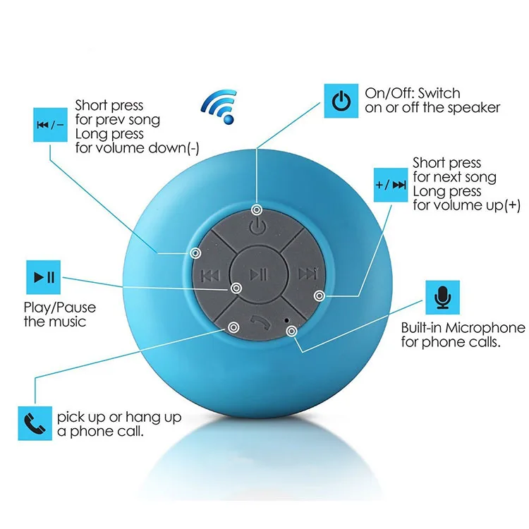 Mini Wireless Waterproof Speaker With Silicone Suction Cup For Handsfree Call - ANKUX.COM