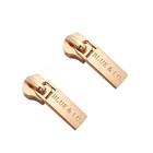 2019 US standard washable custom brand logo engraved metal zipper puller for bag/clothing