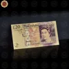 Wr Colored Paper Art Crafts Collectible Gold Plated UK 20 Pound Banknote Quality Holiday Gifts