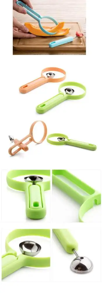2 In 1 Fruit Set Melon Scoop Baller Peeler+Spoon Random Plastic Fruit & Vegetable Watermelon Tomato Kitchen Cooking Tools KC1014