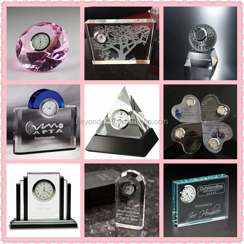 crystal clock heart shape wedding souvenir gifts for guest