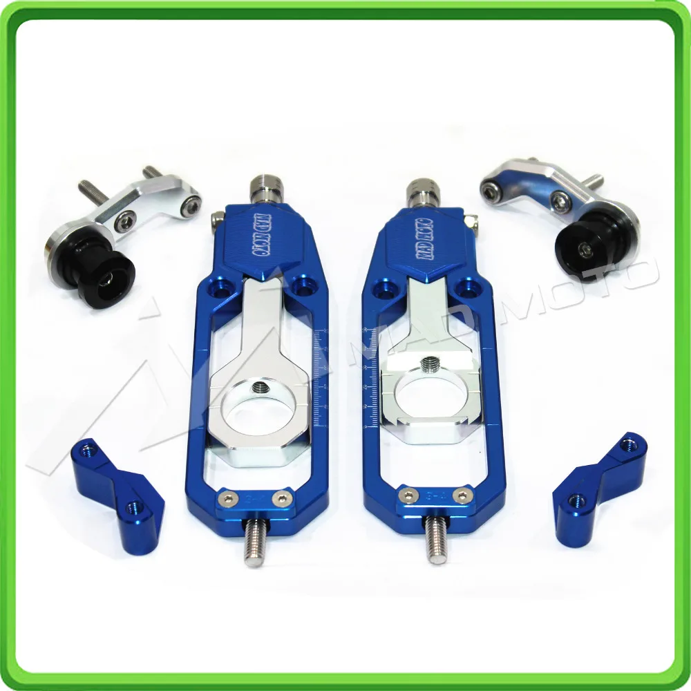 Motorcycle Chain Tensioner Adjuster with paddock bobbins kit for Suzuki GSXR1000 GSXR 1000 GSX-R1000 2007 2008 07 08 Blue&Silver (12)