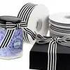 packing striped ribbon Black and white printed Car ribbon for wrapping
