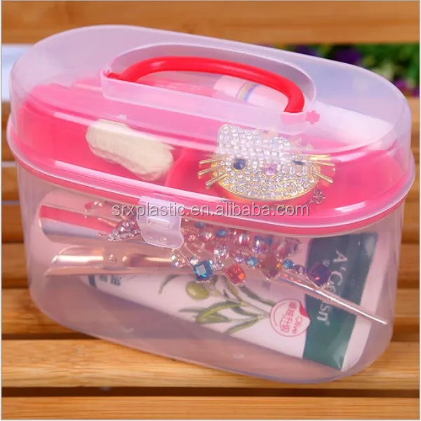 custom 2 layer 4 part high quality plastic storage box for kids