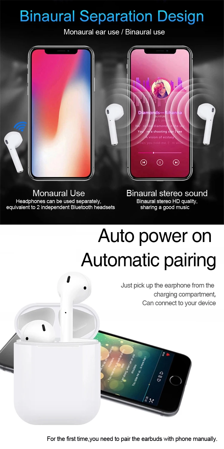 i12 Wireless Earbuds Factory Touch Function i12 tws i10 Wireless Bluetooth Earphone Headphone Manufacturer for Apple Earphone - ANKUX.COM