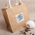 custom printed company logo Burlap Jute Hessian shopping bags reusable grocery Jute tote Jute shoulder bags