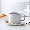 New fad products grey marble ceramic mug Gold trim black tea cup sets