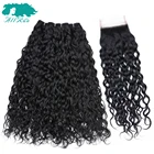 Factory supplier human hair water wave bundles with closure