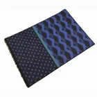 Silk scarf blue ripple design High quality 100% pure silk jacquard scarf for ladies men's