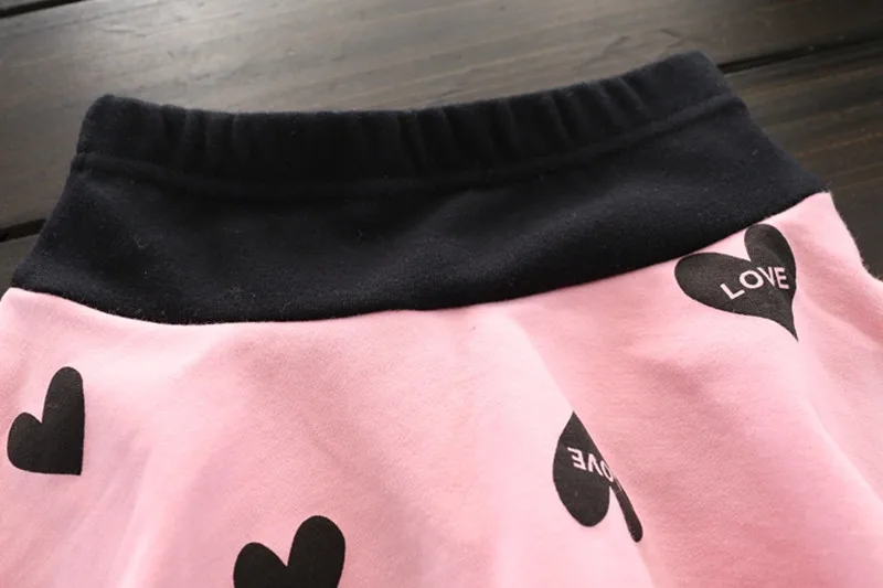 Kids Love Heart T Shirt Tops + Pantskirt 2PCS Suit 9